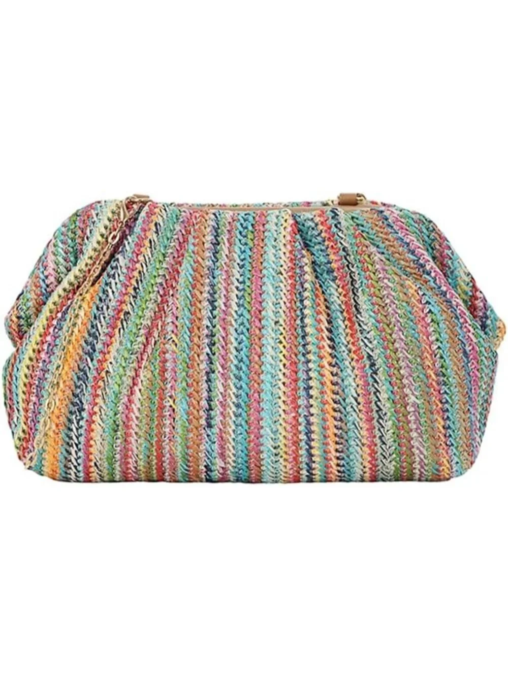 Women’s Colorful Straw Woven Clutch Purse Crossbody Evening Wedding Handbag